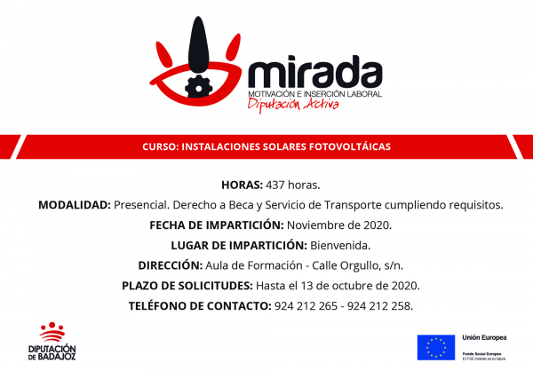 Imagen: Diputación de Badajoz iniciará en Bienvenida un curso de Instalaciones solares fotovoltáicas