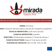 Diputación de  Badajoz iniciará un curso de atención sociosanitaria a personas dependientes en instituciones sociales en Guareña