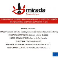 Abierto el plazo de solicitudes para la acción formativa de &quot;Montaje, puesta en servicio, mantenimiento, inspección, y revisión de instalaciones receptoras de aparatos de gas&quot;