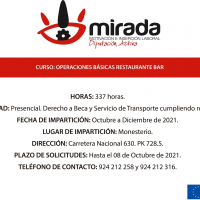 Ampliado el plazo de solicitudes para la acción formativa de ‘‘Operaciones básicas de Restaurante-Bar’’