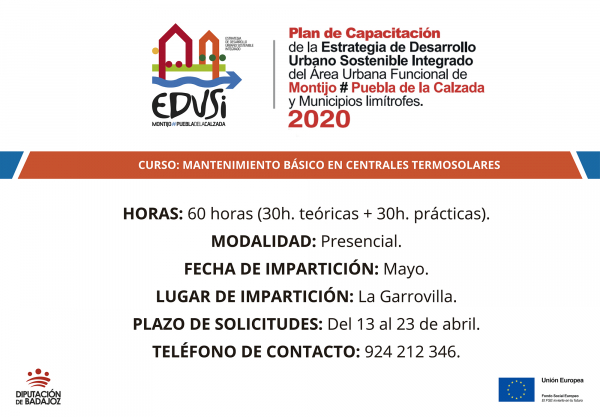 Imagen: La Diputación de Badajoz va a comenzar un curso de &quot;Mantenimiento básico en centrales termosola...