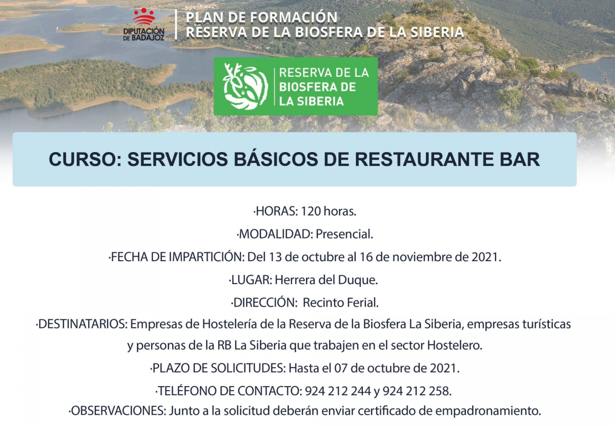 Va a comenzar en Herrera del Duque una nueva acción formativa de ‘Servicios básicos de restaurante y bar’