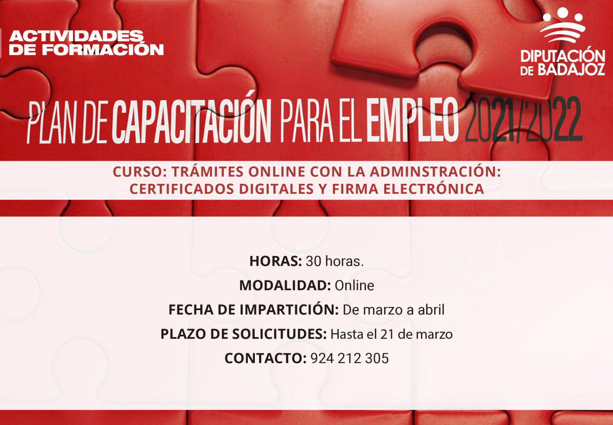 La Diputación va a impulsar dos nuevas acciones formativas formativas online