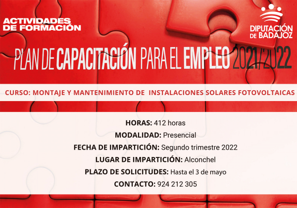 Imagen: Abierto plazo de solicitudes para el curso de ‘’Montaje y Mantenimiento de Instalaciones Solares Fot...