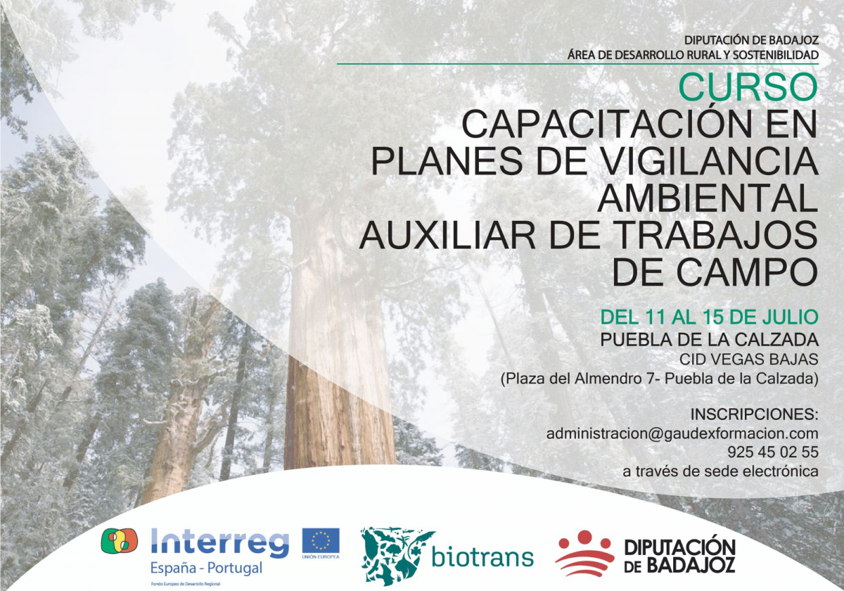 El proyecto europeo BIOTRANS lanza una nueva edición del curso en ‘Capacitación en planes de vigilancia ambiental. Auxiliar en trabajos de campo’