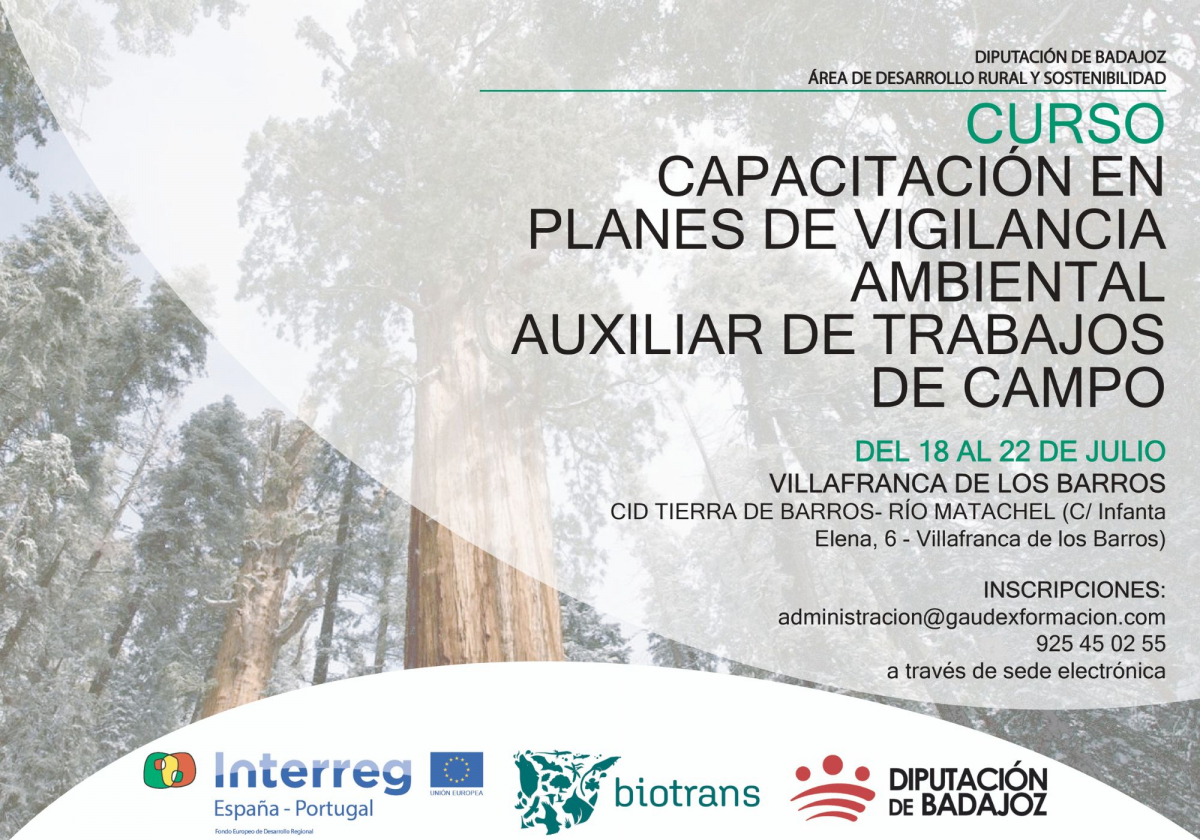 El proyecto europeo BIOTRANS lanza una nueva edición del curso en ‘Capacitación en planes de vigilancia ambiental. Auxiliar en trabajos de campo’