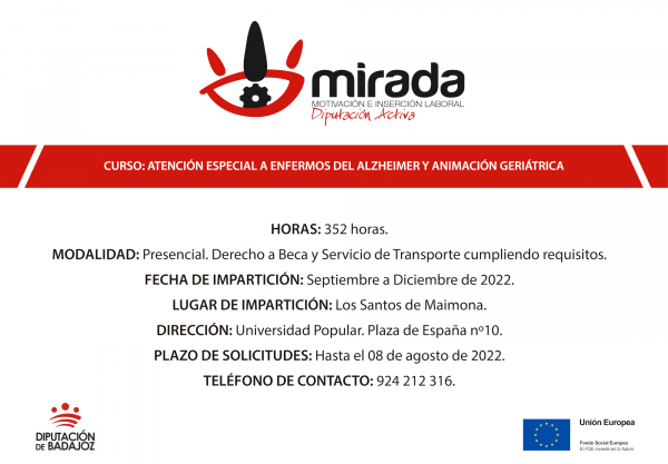 Imagen: Abierto el plazo de solicitudes para una acción formativa de ‘Atención especial a enfermos de Alzhei...