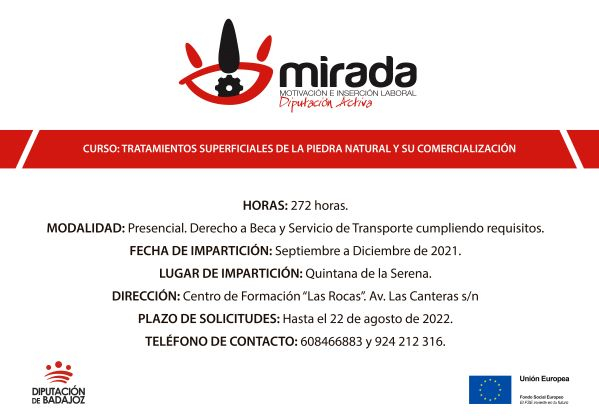 Imagen: Abierto el plazo de solicitudes para una acción formativa de ‘Tratamientos superficiales de la piedr...