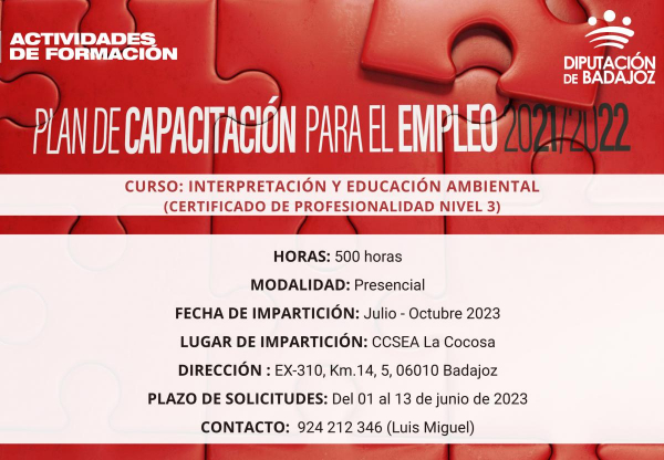 Imagen: Diputación de Badajoz celebrará en la finca La Cocosa  una nueva acción formativa en ‘‘Interpretació...
