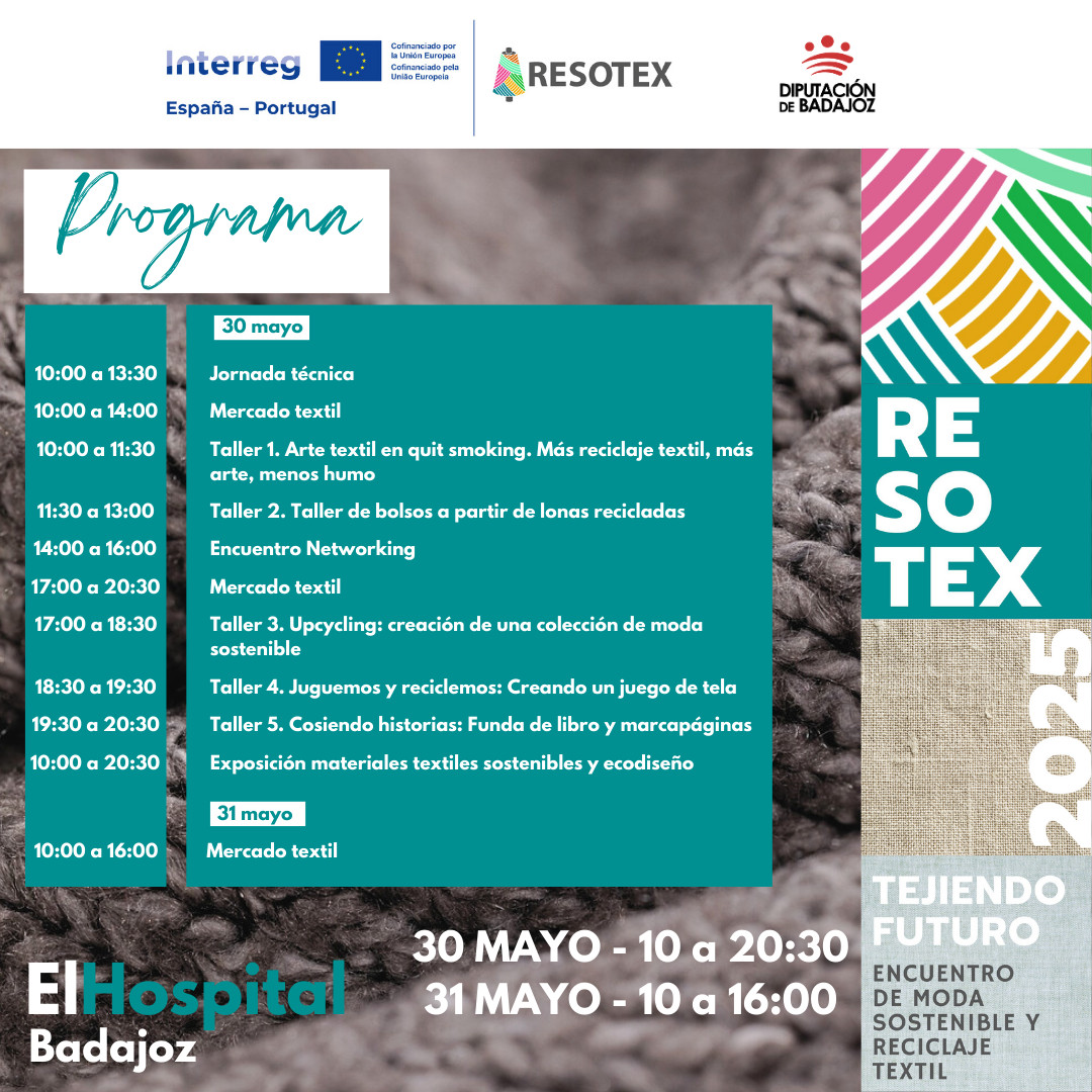 Badajoz acoge el encuentro 'Tejiendo Futuro': la moda sostenible y el reciclaje textil serán los protagonistas el 30 y 31 de mayo